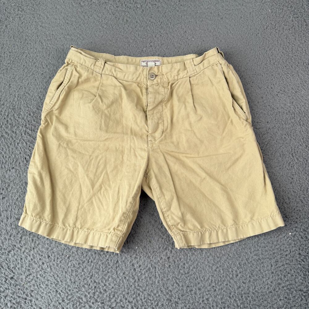 Wallace & Barnes Shorts Mens 29 Beige Pleated Chino Linen Cotton Blend 8" J Crew